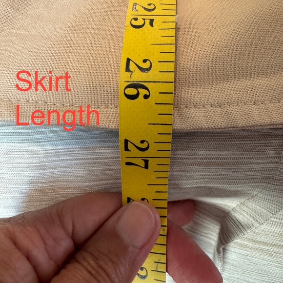 Women's 12 Linen Blend Double Breasted Fit & Flare Dress Tan Cap Sleeve Pockets - Picture 14 of 14